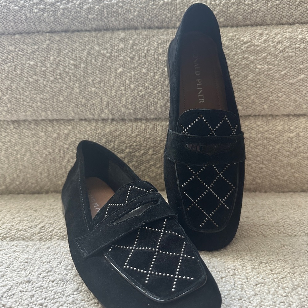 Donald J. Pliner Black Loafers with Studded Design